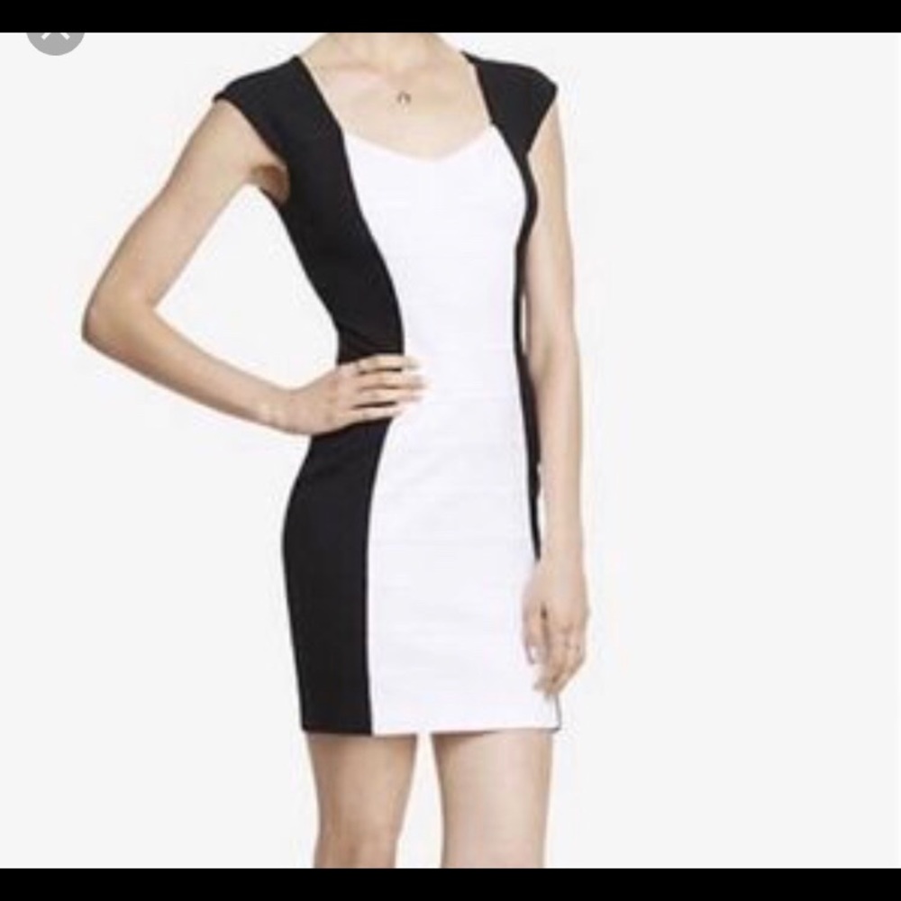 Express Black and White Bandage Dress